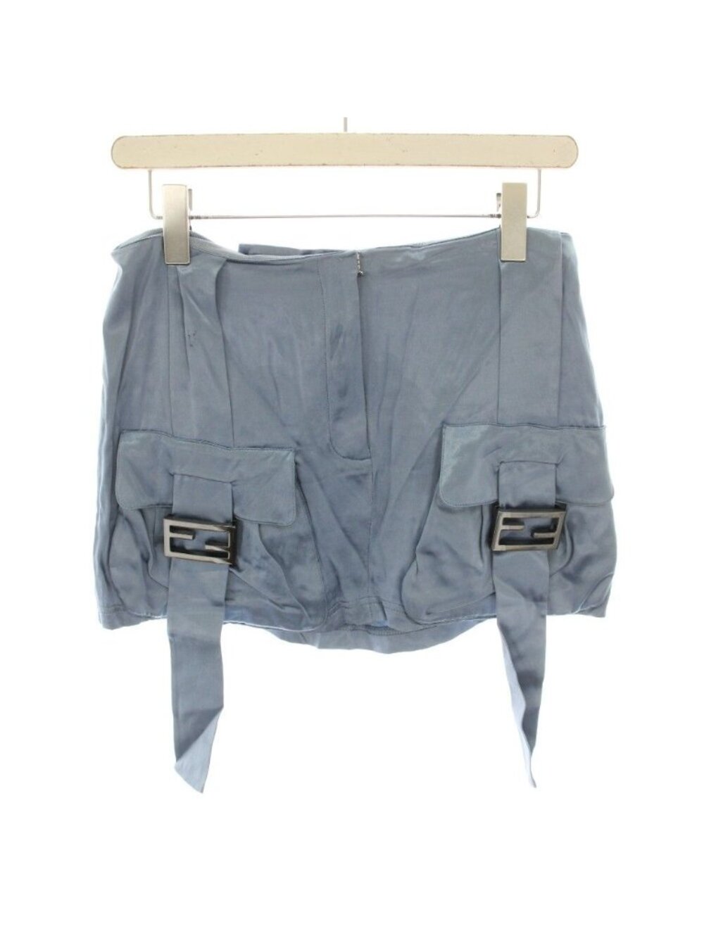 Fendi Cargo Pocket Mini Skirt Trapezoid Zucca Plate 40 Light Blue